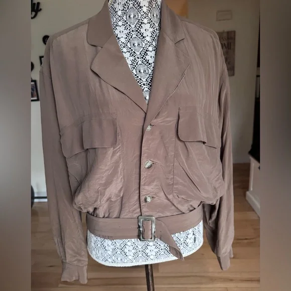 Krass kross vintage jacket! Silk jacket like new! Tan womens jacket. - Picture 1 of 7